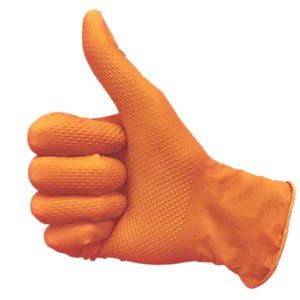 LARGE 1000 Nitrile Gloves Industrial Grade 10 boxes - Orange diamond grip NEW